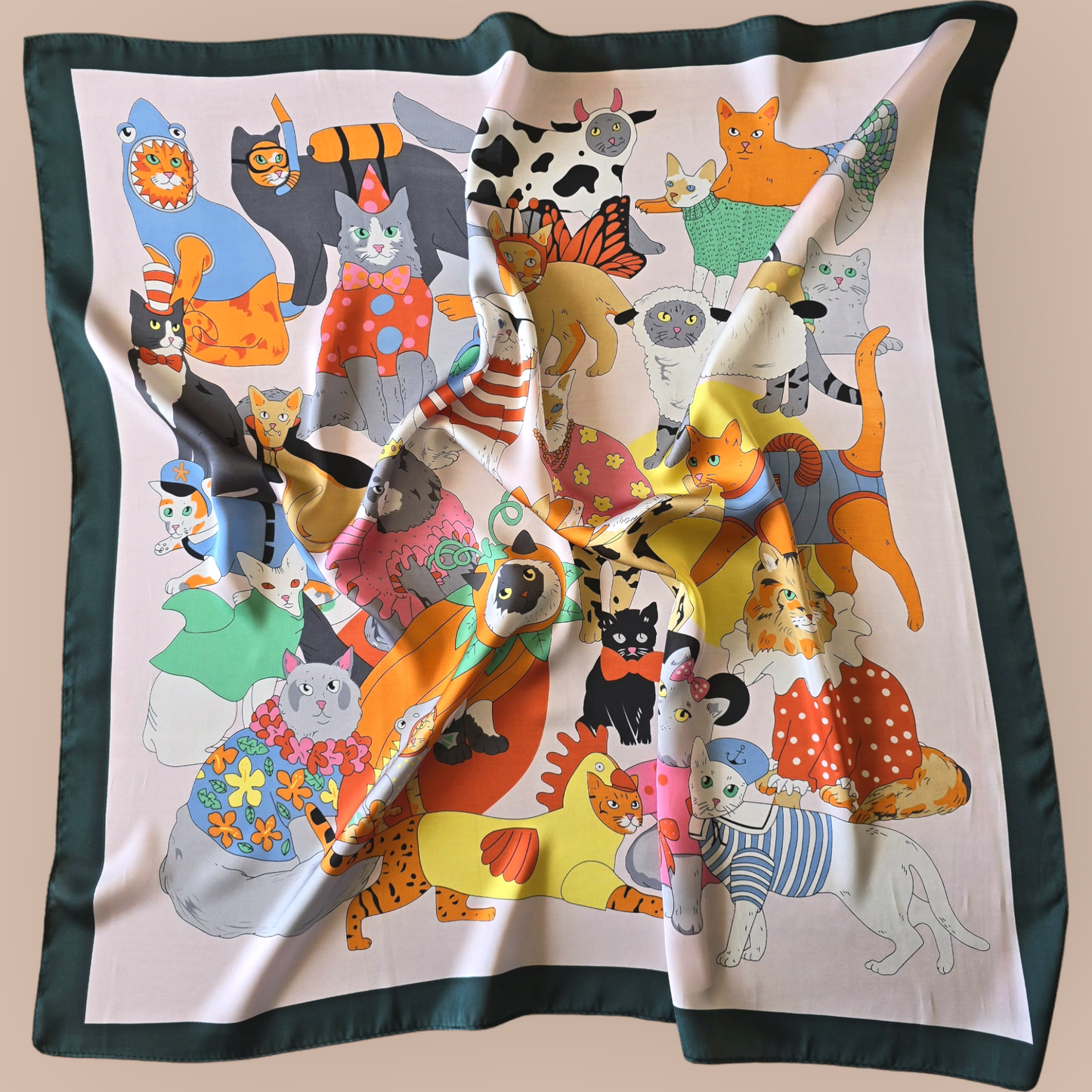 Square Polyester Scarf "Cats"