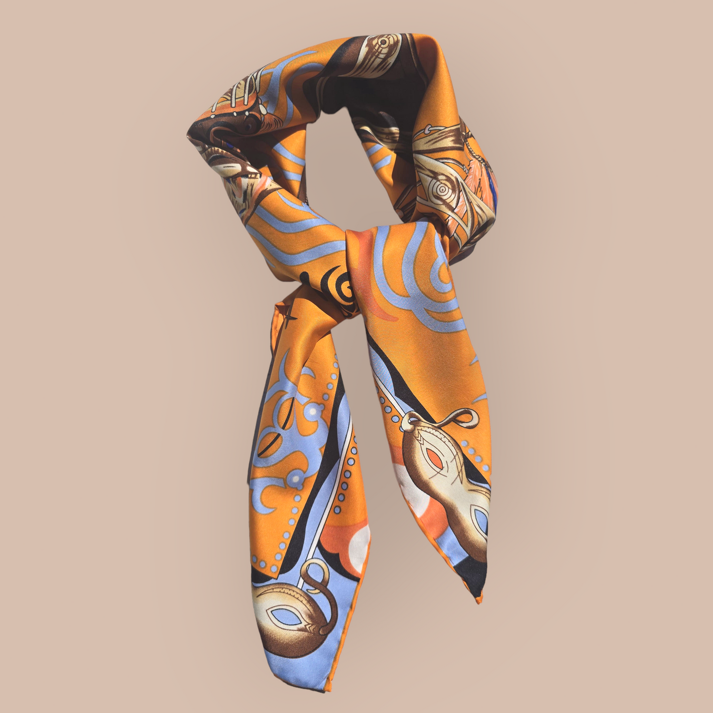 Pure Silk Twill Square Scarf "Le Tresor Indien"