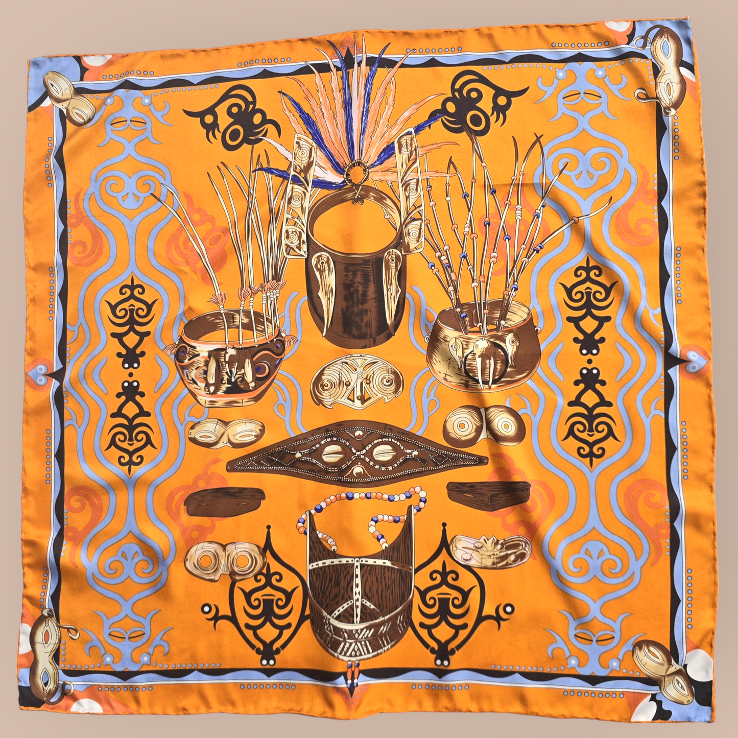 Pure Silk Twill Square Scarf "Le Tresor Indien"