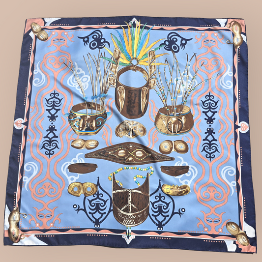 Pure Silk Twill Square Scarf "Le Tresor Indien"