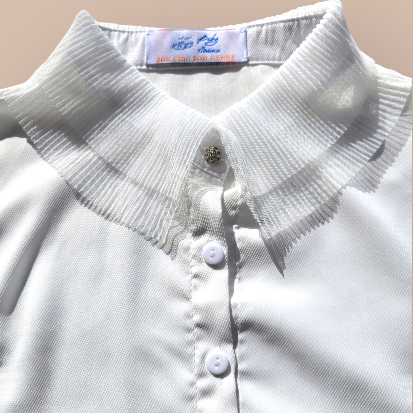 Faux Collar Shirt With Plissé Collar