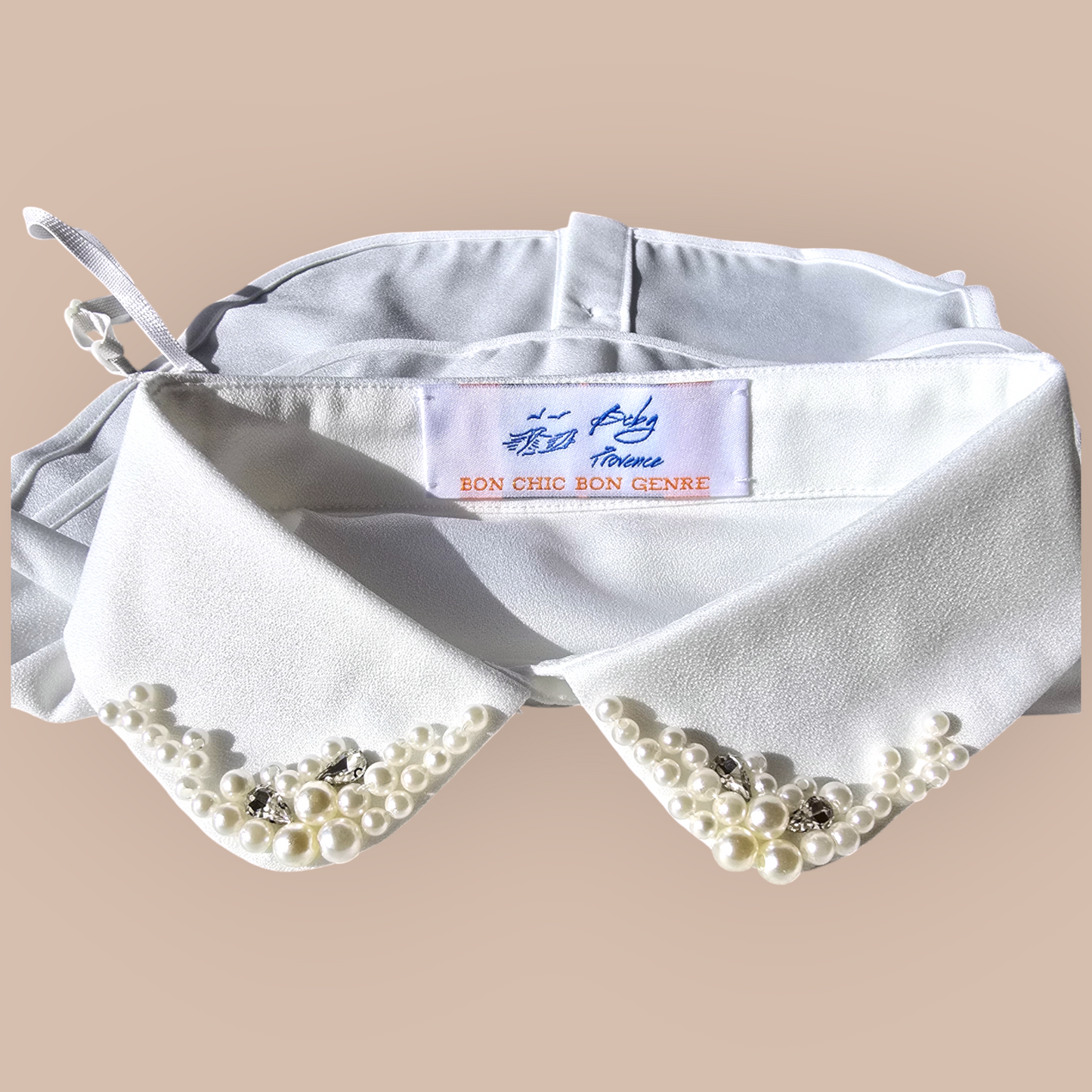 Faux Shirt Collar Embroidered With Pearls And Chrystals