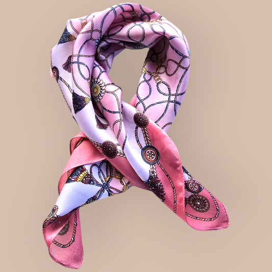 Square Pink Polyester Scarf