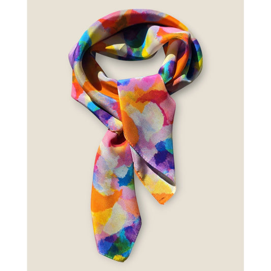 Pure Silk Crepe De Chine Square Scarf "Soleil voilé"