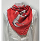 Vintage Collectible Pure Mulberry Silk Red Scarf Brand CASTEL Hand Rolled edges 1960s