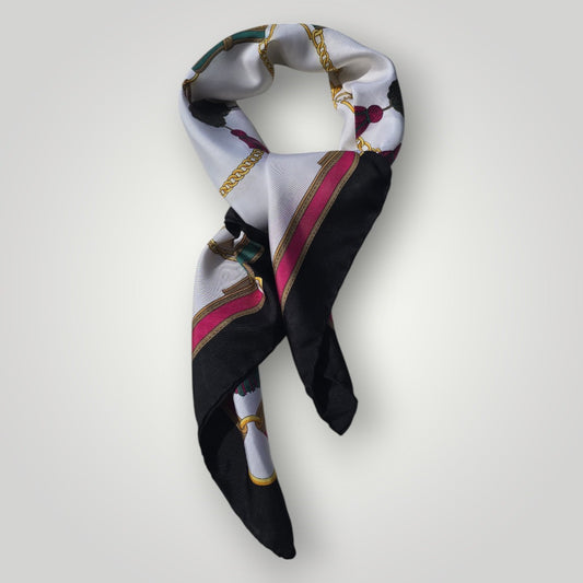 Vintage Collectible Pure Twill Silk Scarf Brand RICHEL Paris Hand Rolled edges 1970s