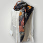 Vintage Pure Twill Silk Square French Scarf Mallard Duck Pond Motif ,1980s