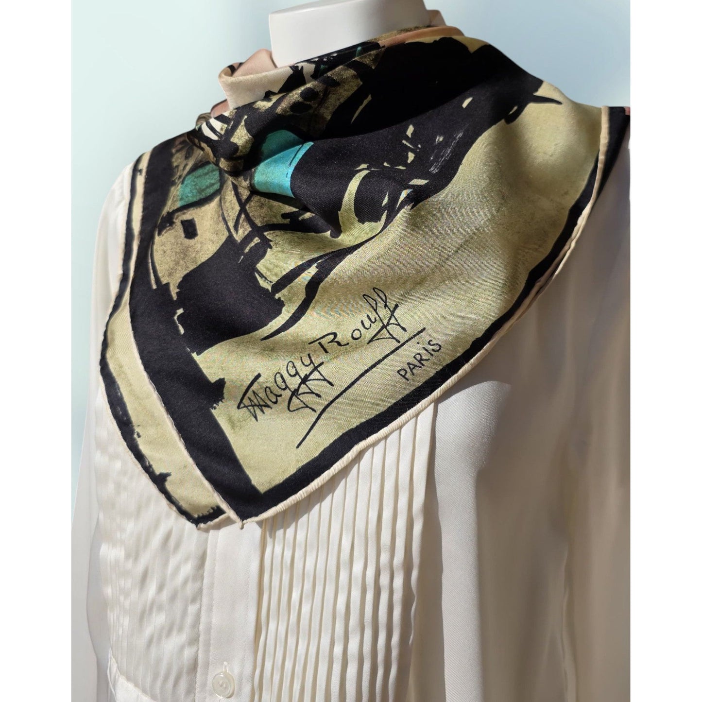 Vintage Rare 1960s Maggy Rouff Paris Pure Silk Scarf