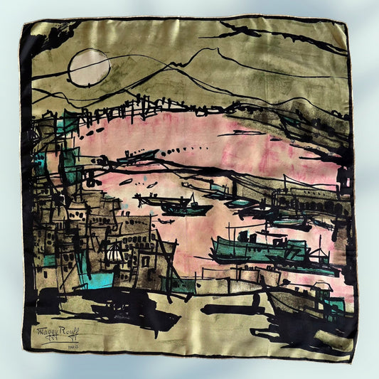 Vintage Rare 1960s Maggy Rouff Paris Pure Silk Scarf