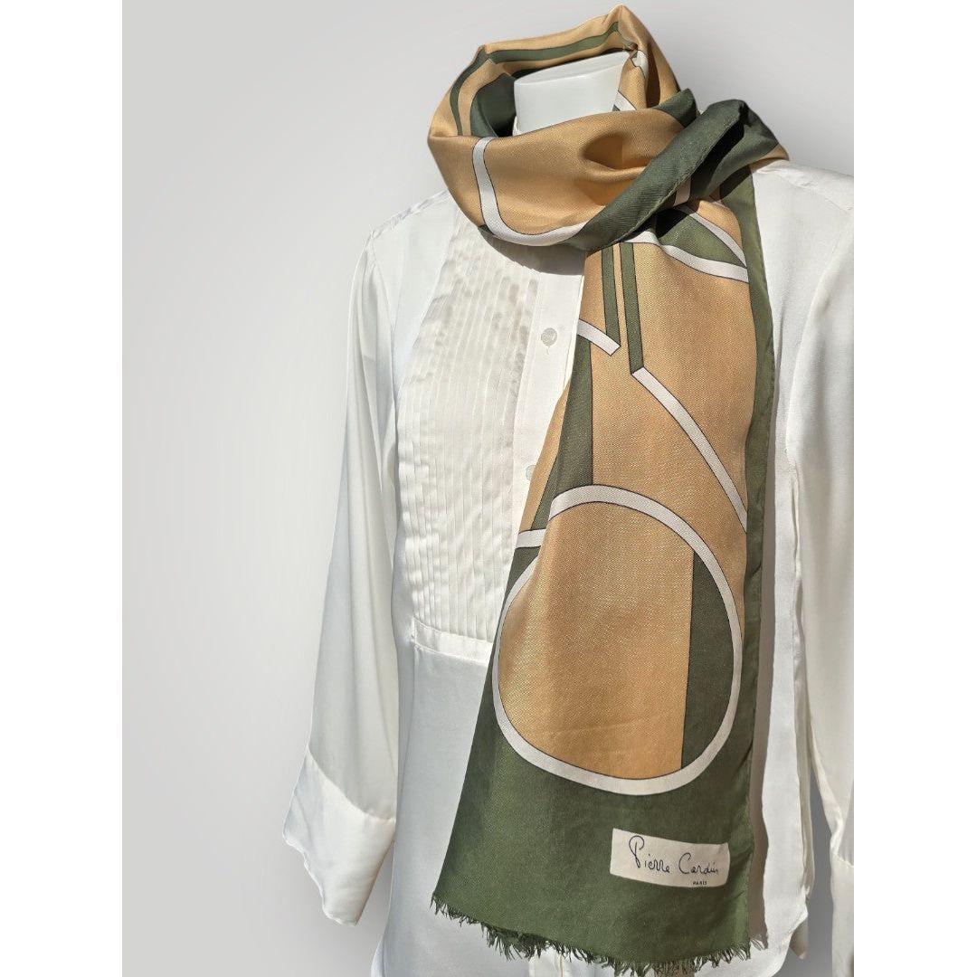 Vintage Pierre Cardin Paris Silk Scarf ,Modernist Geometric Design