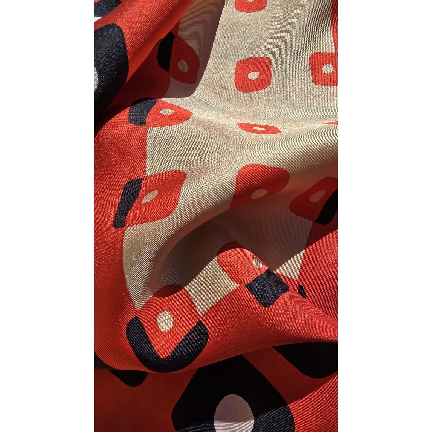 Vintage Ted Lapidus Paris Geometric Silk Scarf - Red & Black Mod Stole (1970s)