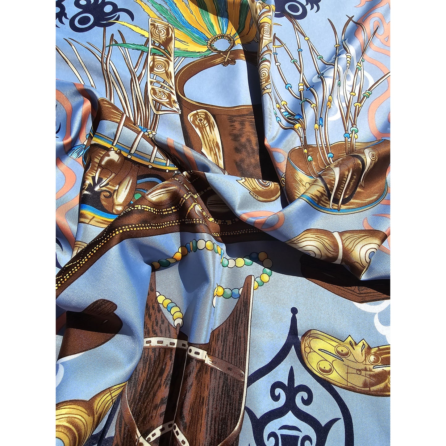 Pure Silk Twill Square Scarf "Le Tresor Indien"