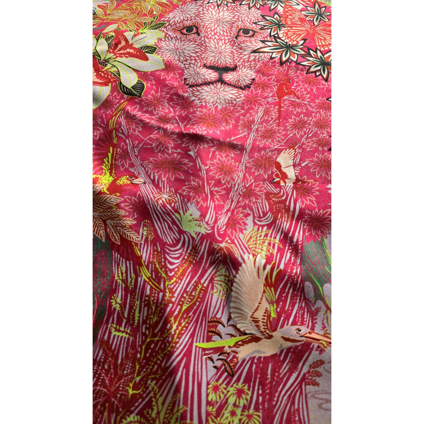 Luxury Double Sided Silk Twill Scarf "Tigre Dans La Forêt"