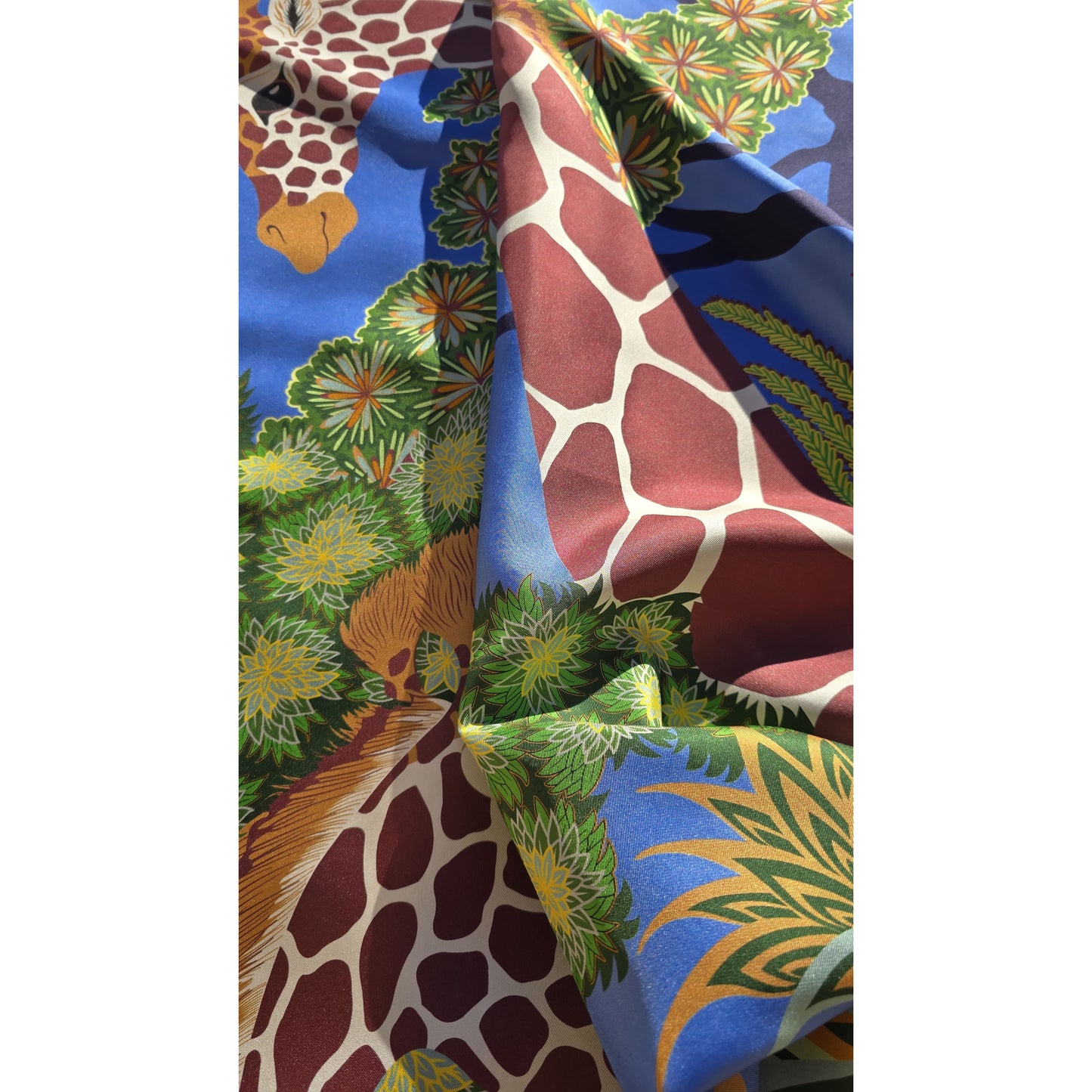 Luxury Double Sided Twill Silk Scarf "Giraffes"