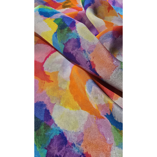Pure Silk Crepe De Chine Square Scarf "Soleil voilé"