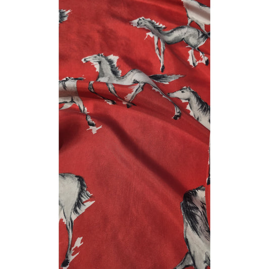 Vintage Collectible Pure Mulberry Silk Red Scarf Brand CASTEL Hand Rolled edges 1960s