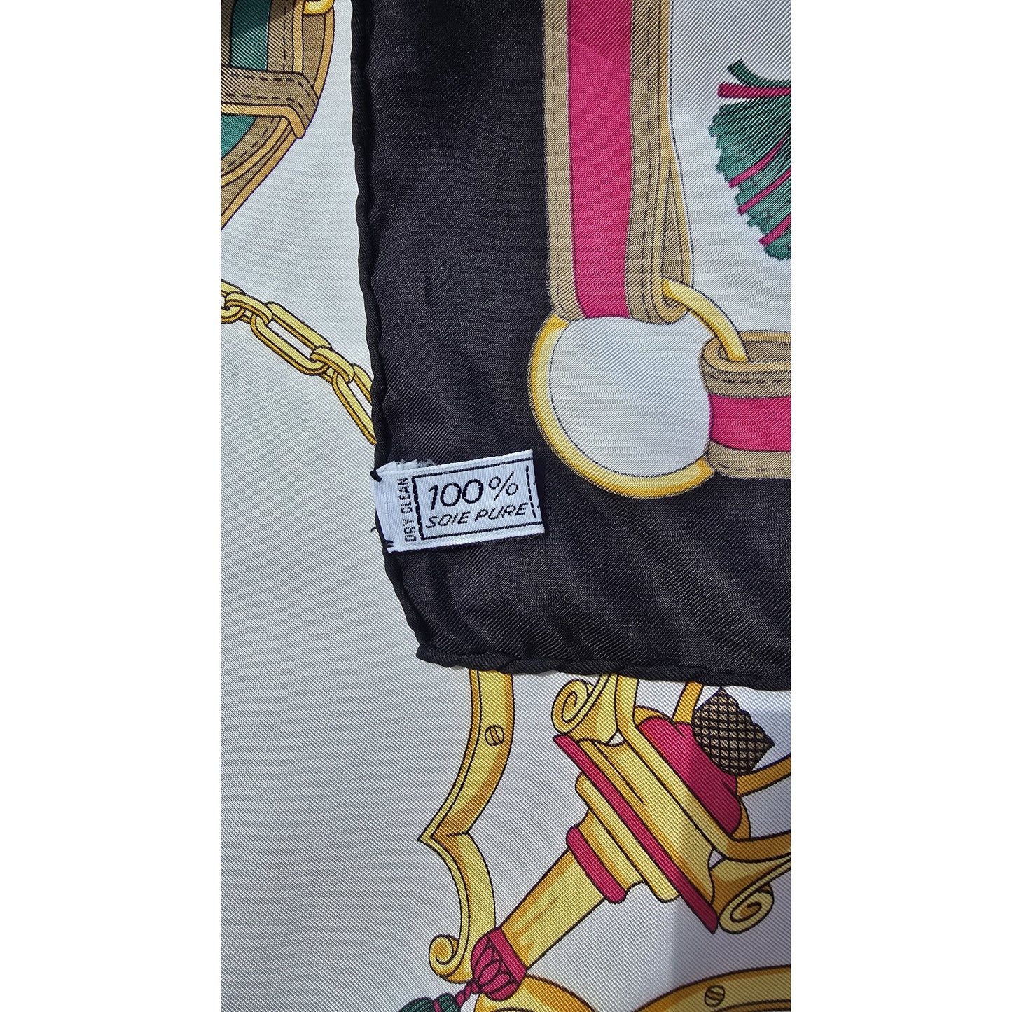 Vintage Collectible Pure Twill Silk Scarf Brand RICHEL Paris Hand Rolled edges 1970s