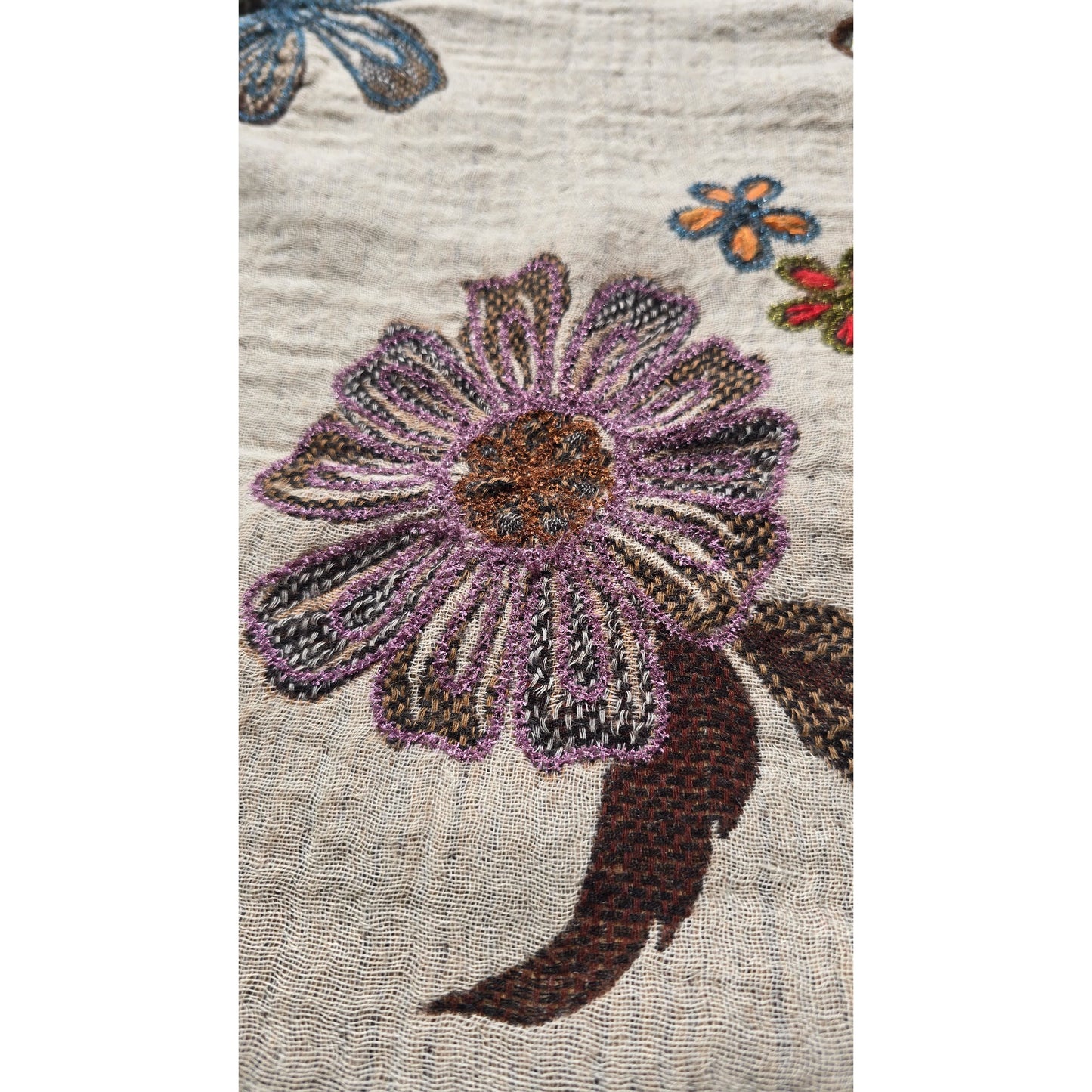 Hand Made 100% Wool Shawl With Fur Edges Trim