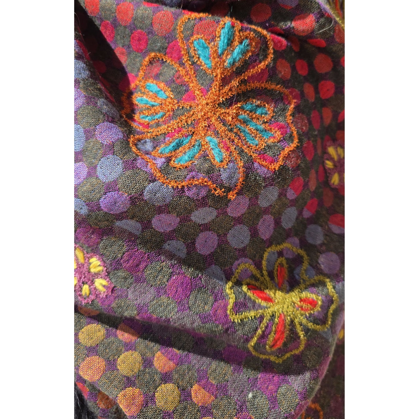 Hand Made 100% Wool Shawl With Fur Edges Trim
