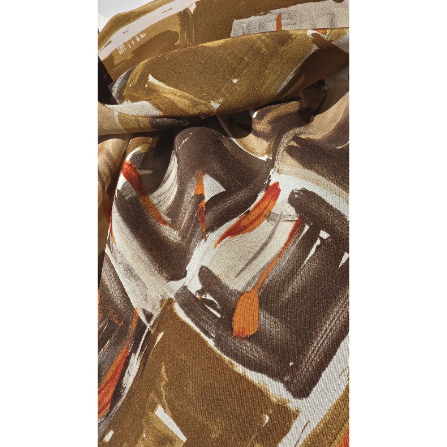 Vintage 1970s Luxury Pierre Cardin 100% Silk Square Scarf Brown Abstract Print