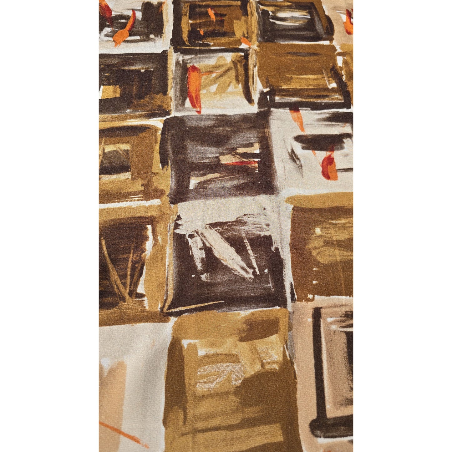 Vintage 1970s Luxury Pierre Cardin 100% Silk Square Scarf Brown Abstract Print