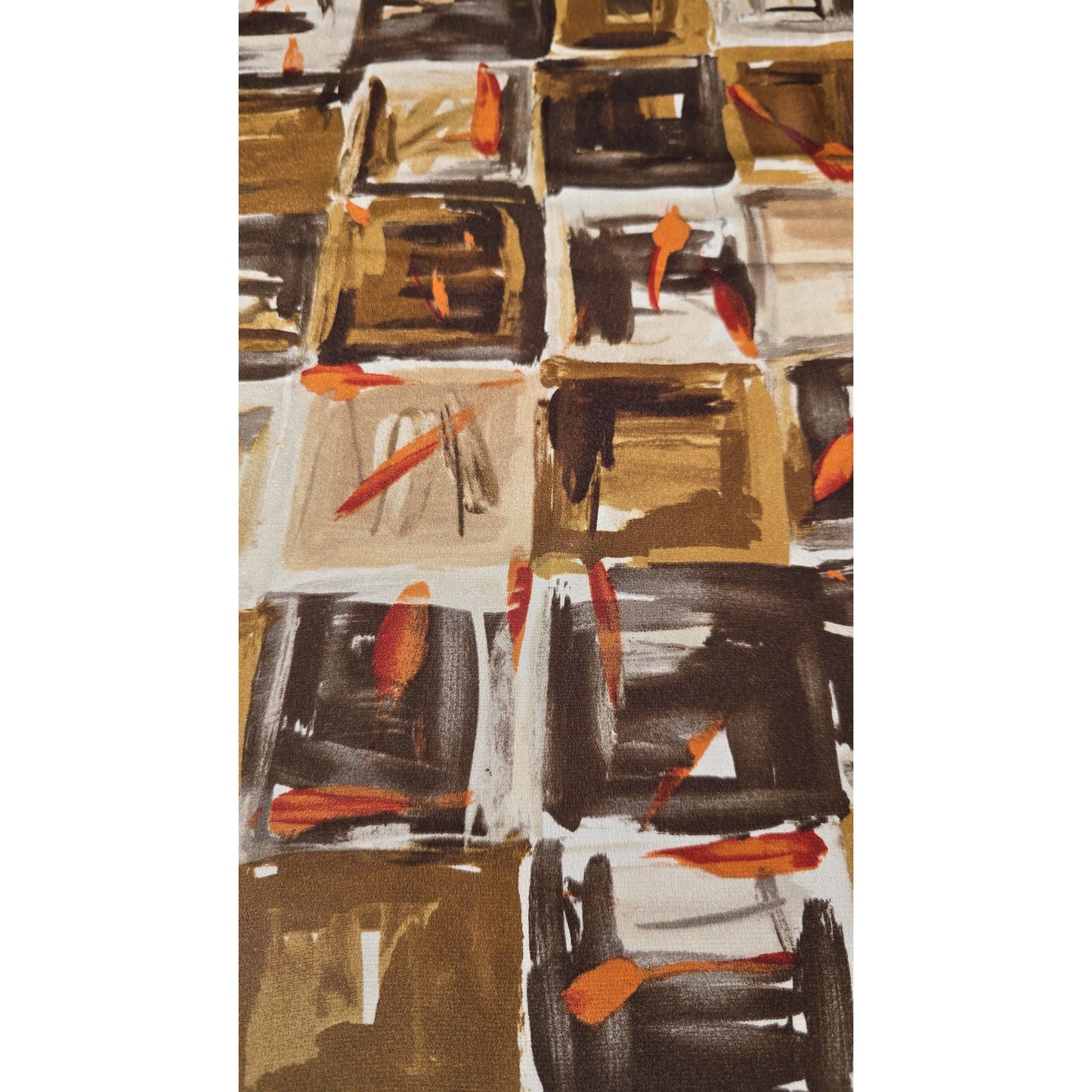 Vintage 1970s Luxury Pierre Cardin 100% Silk Square Scarf Brown Abstract Print