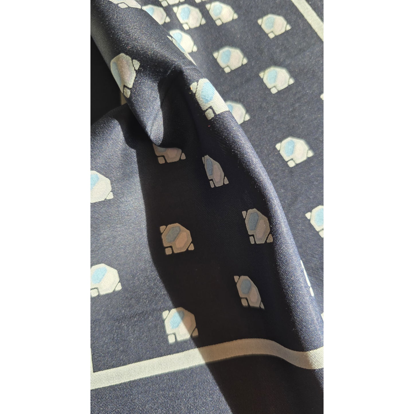 Christian Dior Vintage Silk Pocket Square – Navy Geometric, Made in France