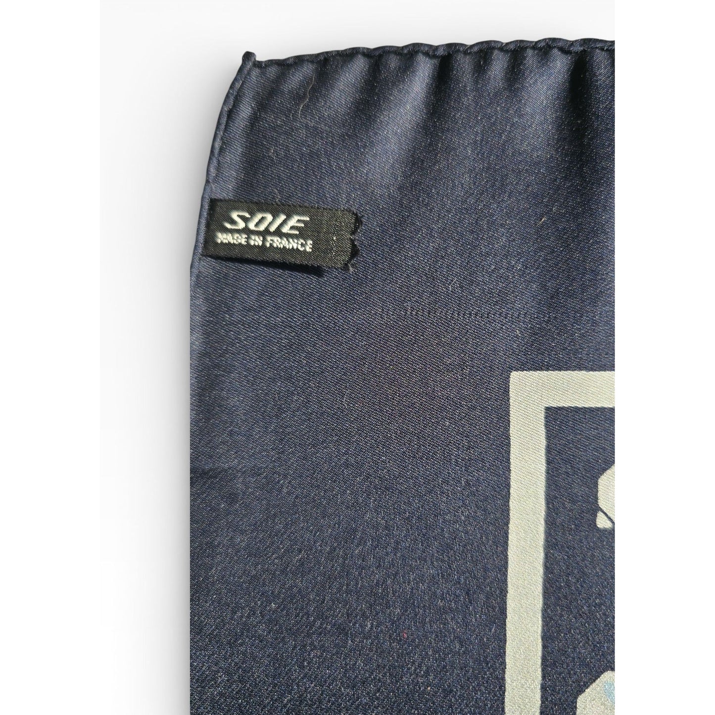 Christian Dior Vintage Silk Pocket Square – Navy Geometric, Made in France