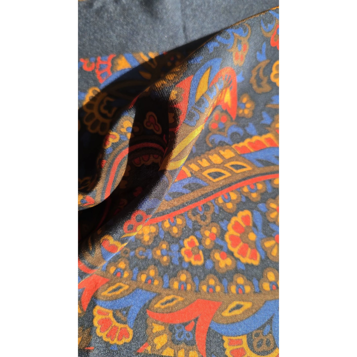 Christian Dior Vintage Silk Pocket Square – Navy Paisley, Made in France