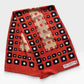 Vintage Ted Lapidus Paris Geometric Silk Scarf - Red & Black Mod Stole (1970s)