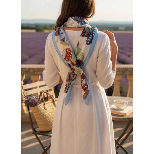 100% Satin Silk Scarf "Cirque Japonais"