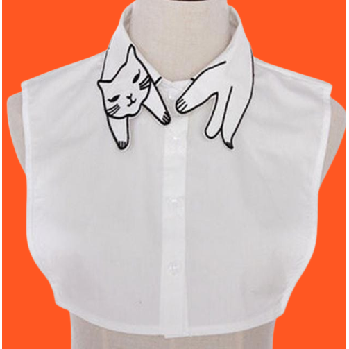 White Cotton Faux Shirt Collar