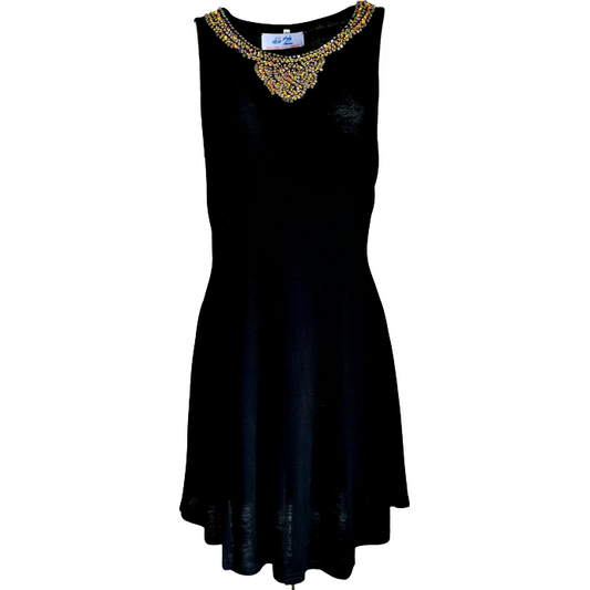 Bead Trim Black Dress