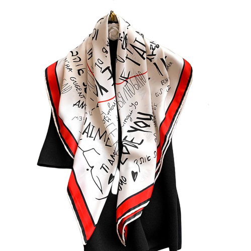 100% Twill Silk Scarf "Je T'Aime"