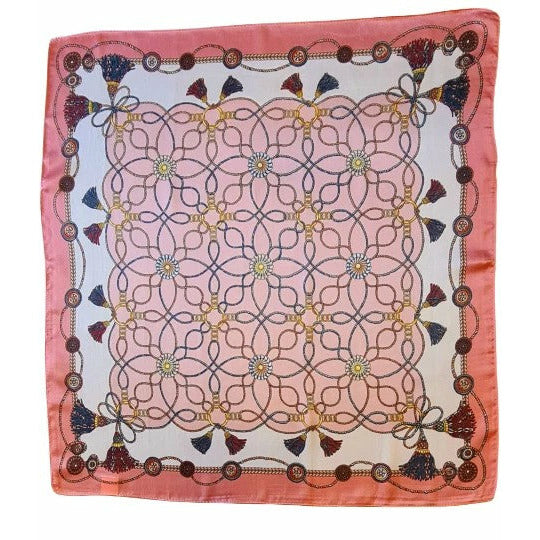 Square Pink Polyester Scarf