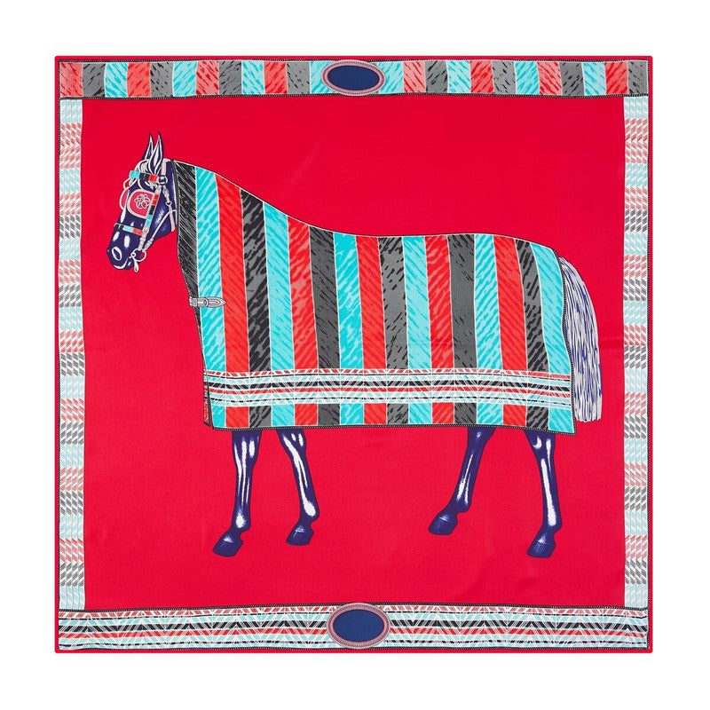 100% Twill Silk  Scarf "Horse"