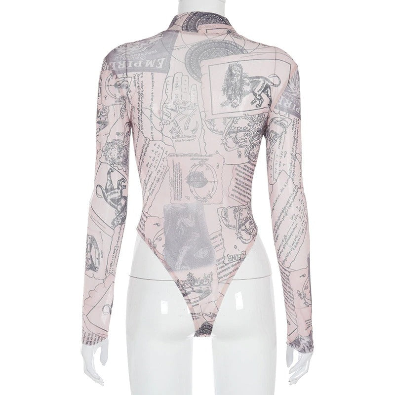 Beautiful  transparent mesh bodysuit for woman