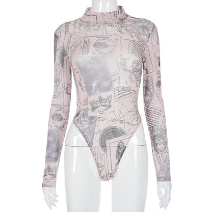 Beautiful  transparent mesh bodysuit for woman