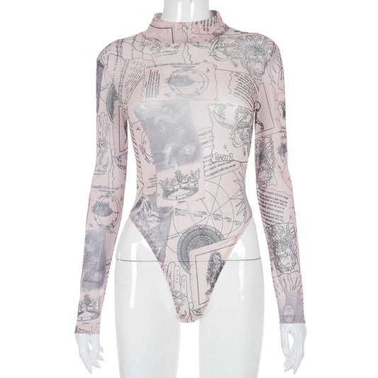 Beautiful transparent mesh bodysuit for woman