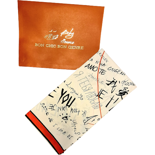 100% Twill Silk  Scarf "Je T'Aime"