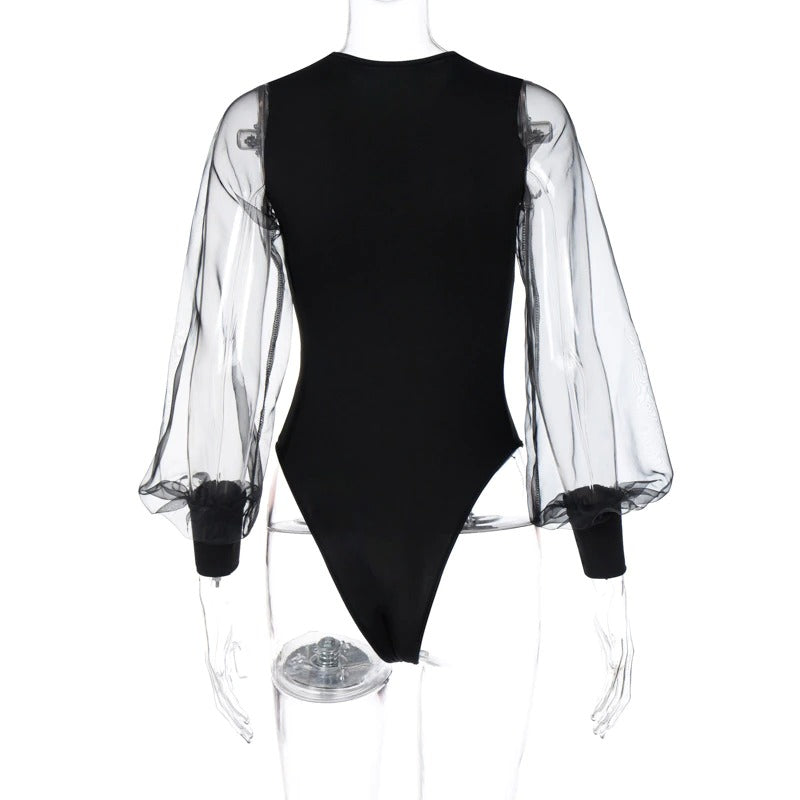 Elegant Sheer Sleeves Bodysuit