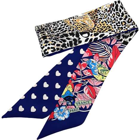 Twill Silk Long Scarf "Birds"