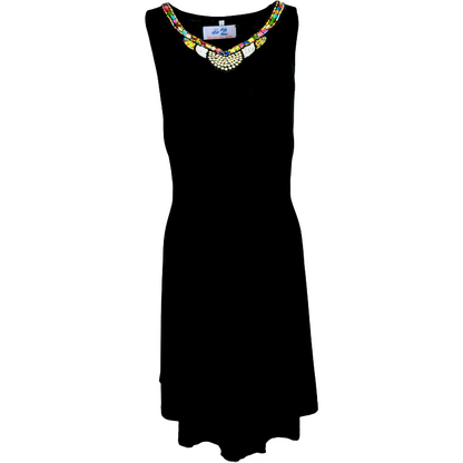 Bead Trim Black Dress