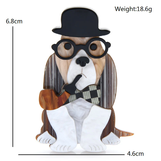 "Gentleman Dog " Acrylic Brooch