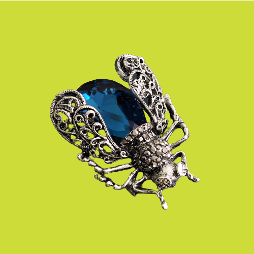 Vintage Style Crystal Bug Brooch