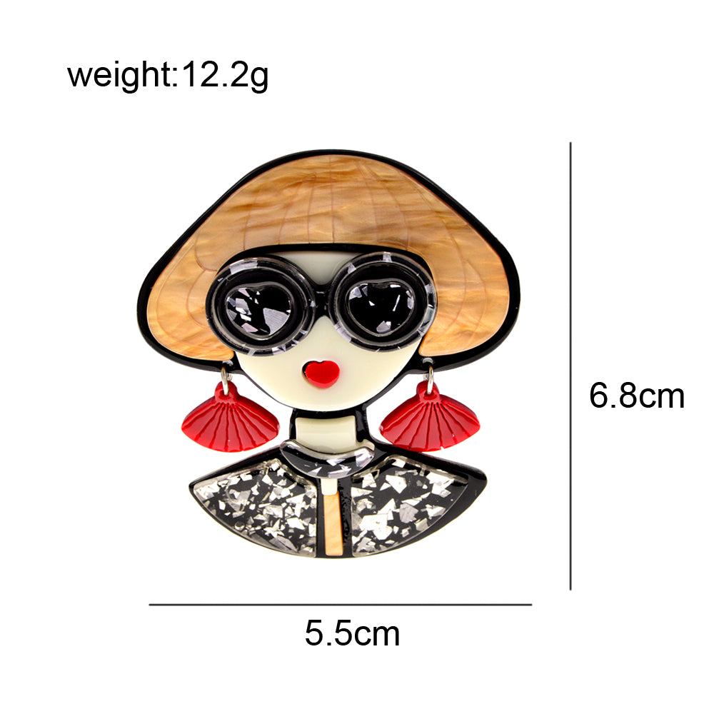 "Fashion Girl" Acrylic Brooch