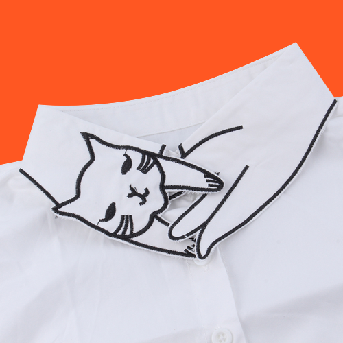 White Cotton Faux Shirt Collar