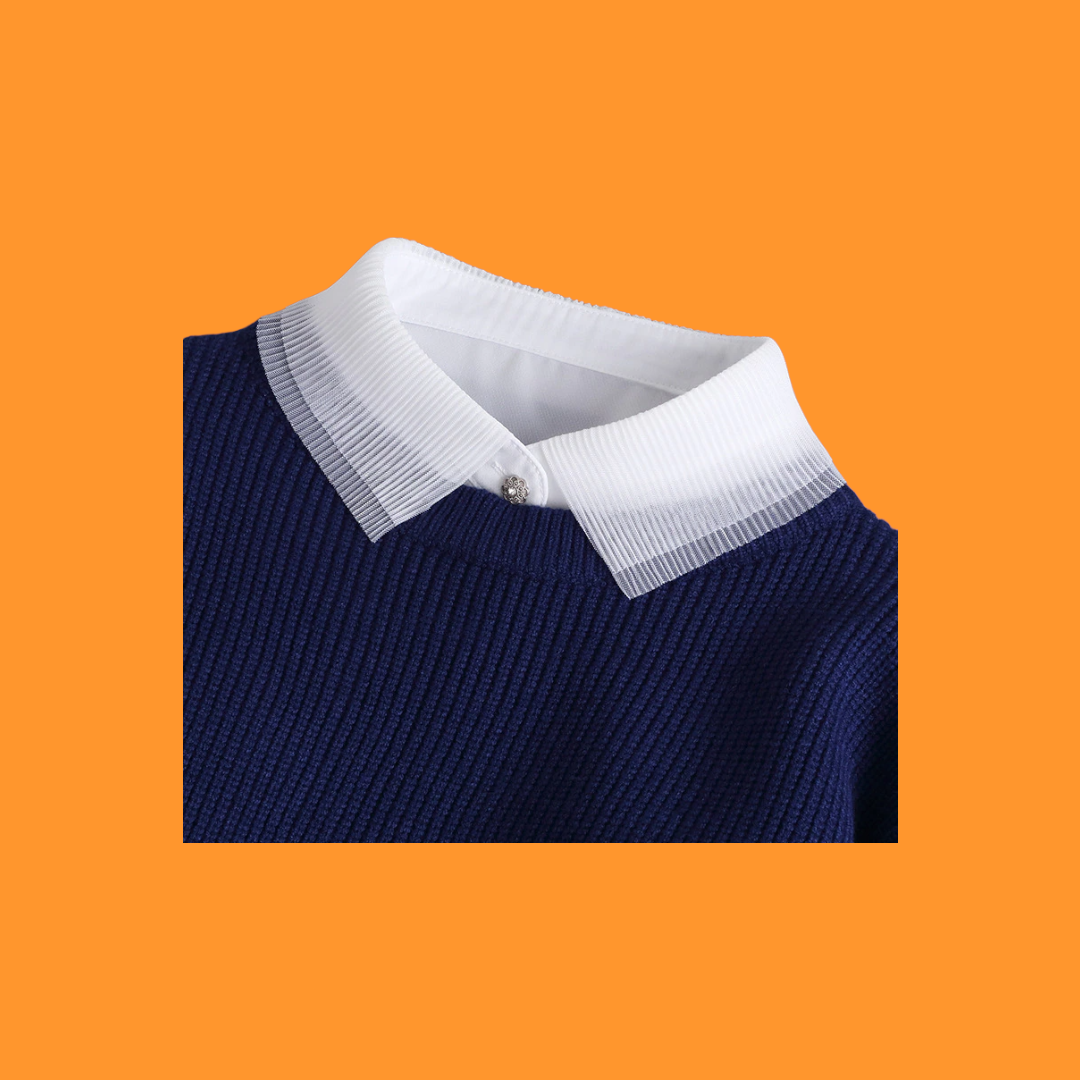 Faux Collar Shirt With Plissé Collar