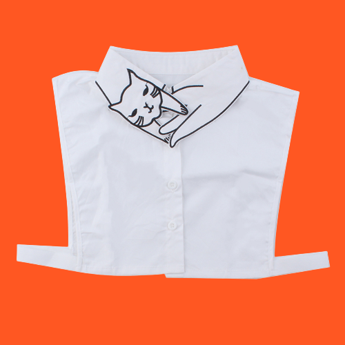 White Cotton Faux Shirt Collar