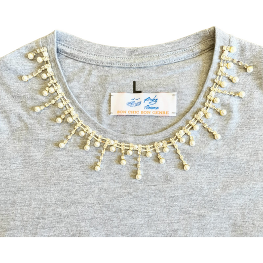 T-Shirt With Pearls and Chrystals